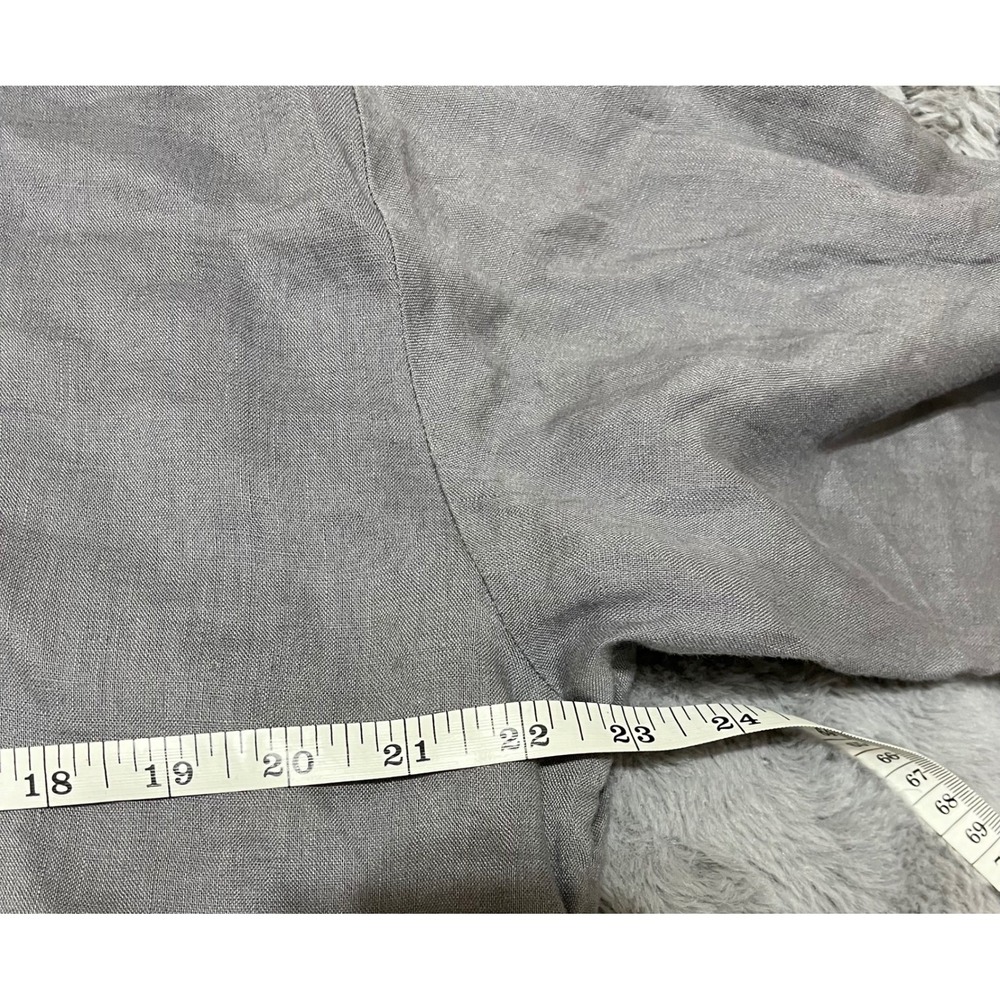 Pure Jill J. Jill Grey Linen Long Sleeve Gathered Waist Tunic Top Womens Large - Picture 4 of 6